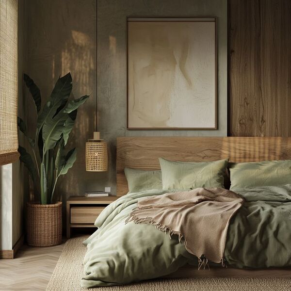 Interno con piante e luce naturale, atmosfera calma